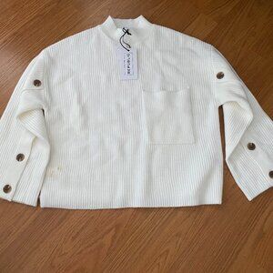 For The Republic Cropped White Sweater